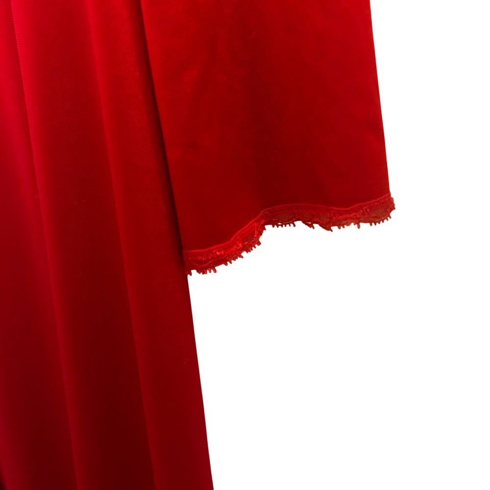 Vintage Vanity Fair Red Nylon Button Front Robe Nightgown Lace Trim‎ L - Picture 7 of 13